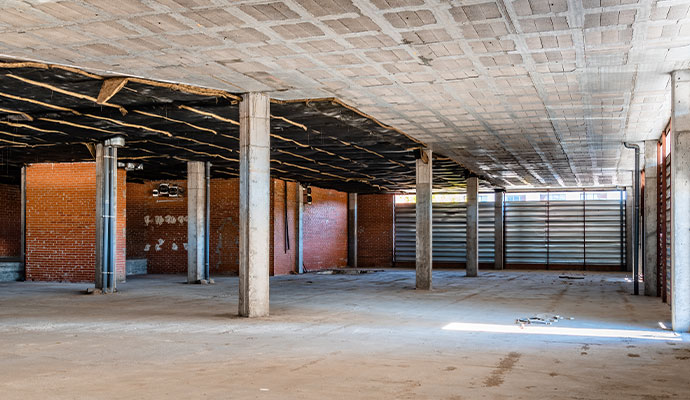 A large commercial restaurant space under reconstruction