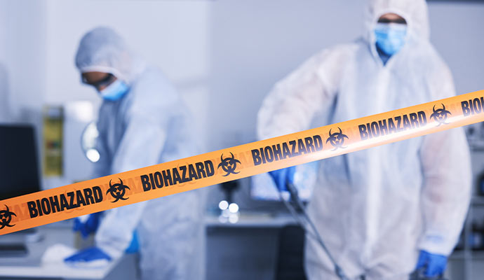 Biohazard cleanup service in office space
