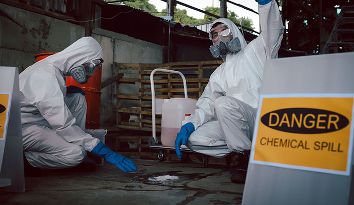 Professional chemical spill cleanup service
