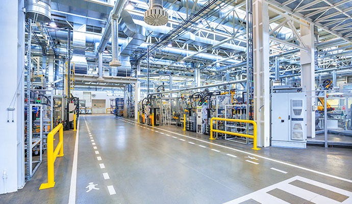 The interior of a large modern industrial manufacturing area