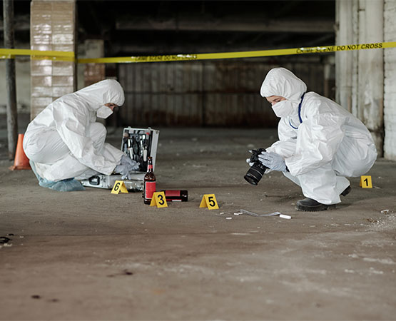 Professional crime scene investigation evidence documentation in progress