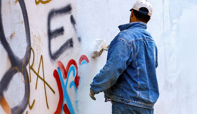 Professional painting wall to removing graffiti