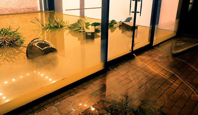 Flooded commercial property