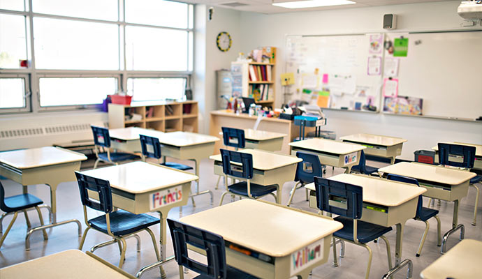 Interior of a clean classroom