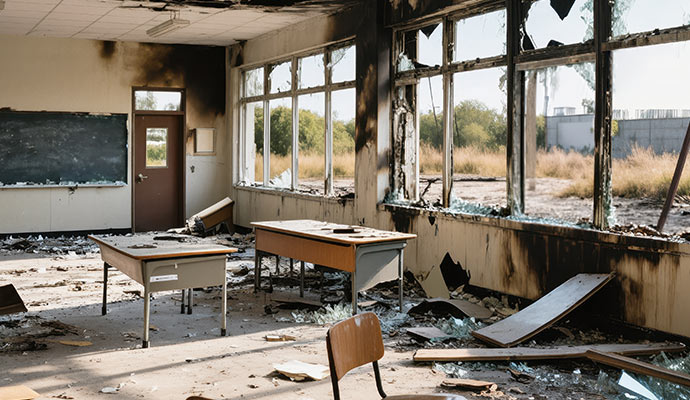 School severely damaged by fire