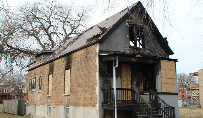 A fire damage house.