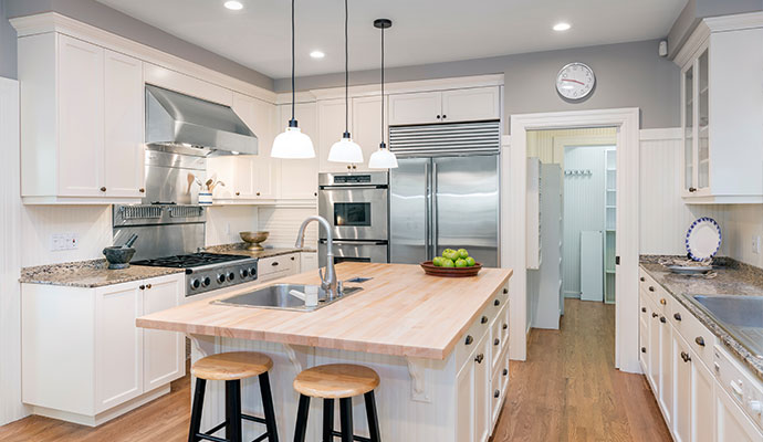 Clean and modern kitchen after smoke odor removal.