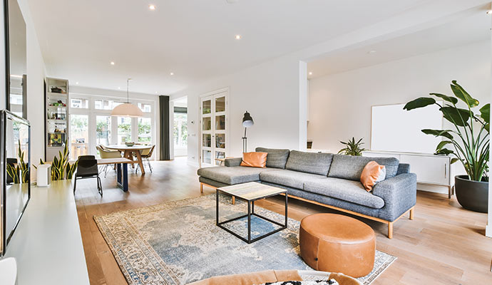 Clean residential living room