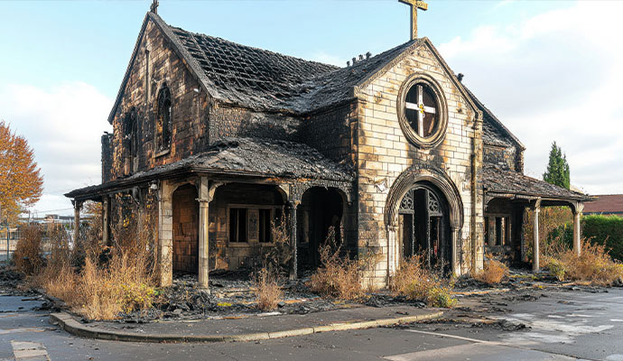 Fire damaged church