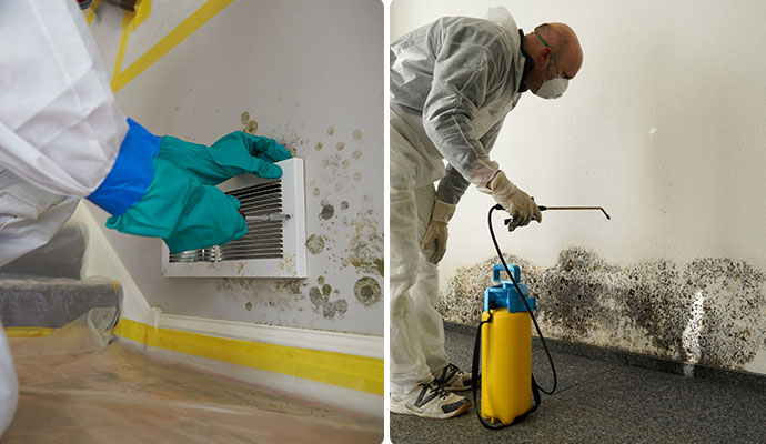 Collage of HVAC  and black mold remediation service