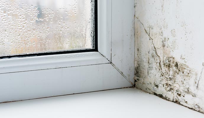Mold growth caused by window condensation and moisture