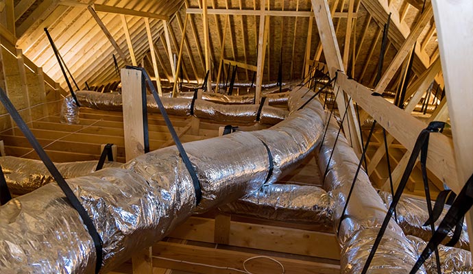 Newly installed HVAC duct system