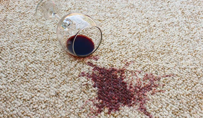 Red wine damaged carpet