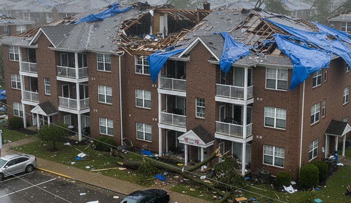 Storm damaged multi-family property