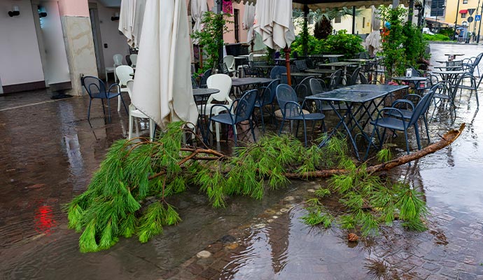 Storm damaged restaurant