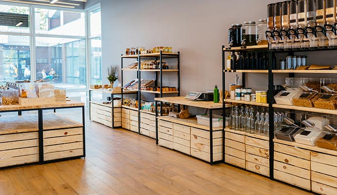 The interior of a modern grocery store