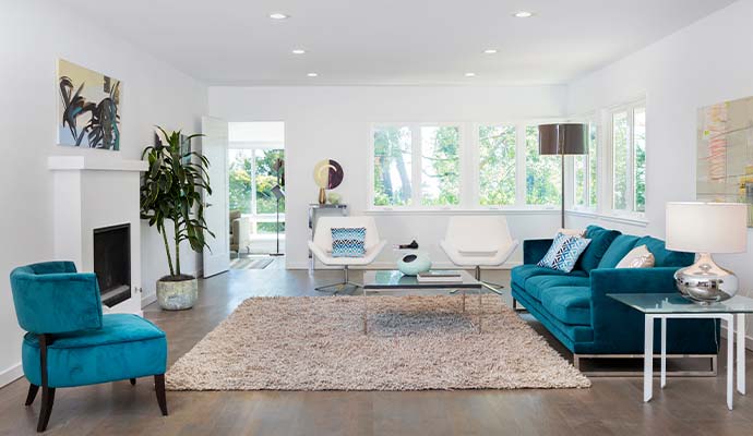 Clean living room after professional moisture control