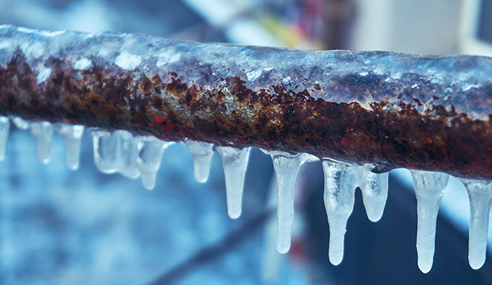 A frozen metal pipe