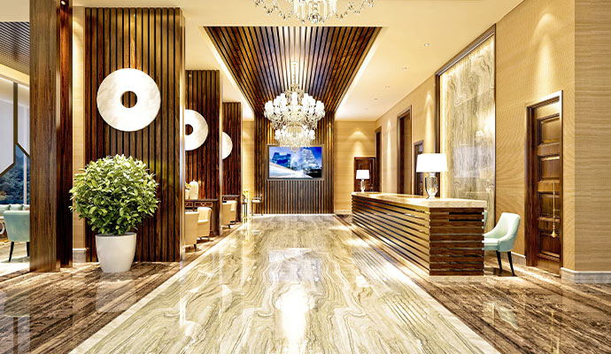 Luxury hotel lobby and reception area