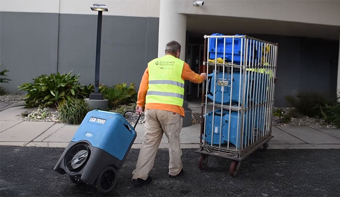 A professional moving water damage restoration equipment