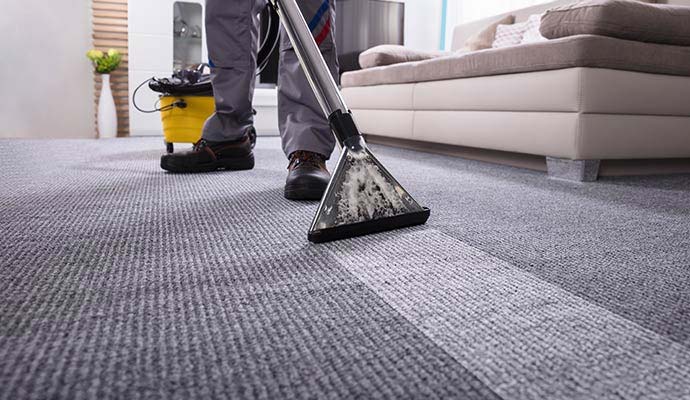 Professional carpet extraction to remove moisture from water-affected carpet