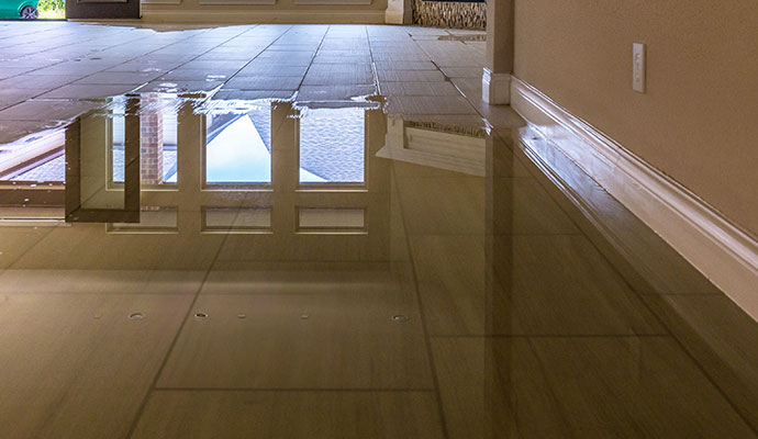 Water damaged tile floor