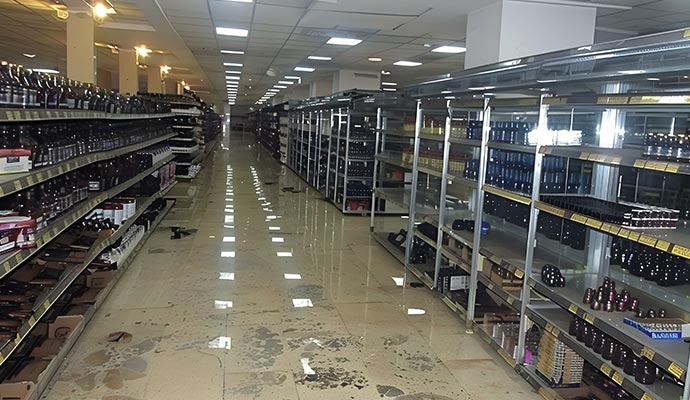 Water damaged retail store