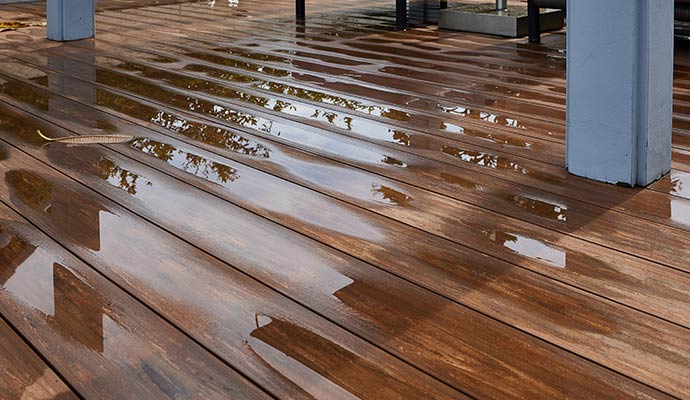 Water damaged wooden floor